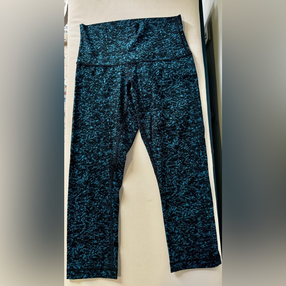 lululemon athletica Black with Teal Marbled High-Rise Leggings